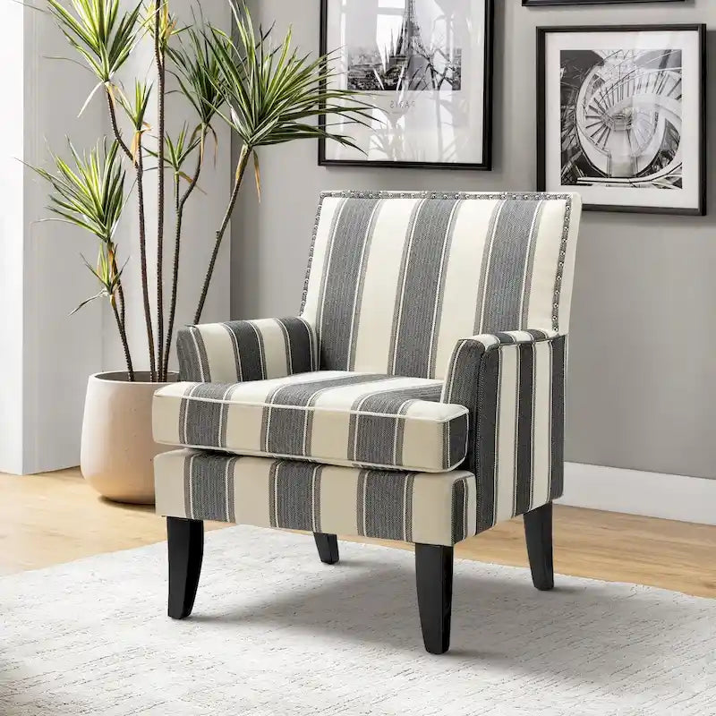 Akorda French Country Armchair with Nailhead Trim and Solid Wood Legs by HULALA HOME