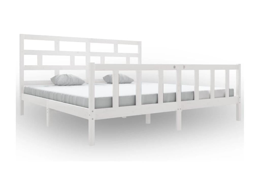Pine Wood, Bed Frame, 180 X 200 cm, White