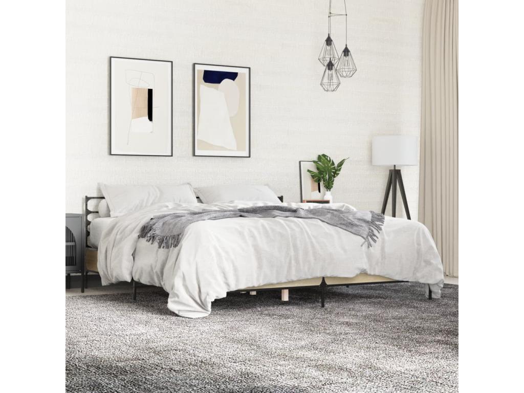 Oak Wood, Bed Frame, 200 X 200 cm, Brown