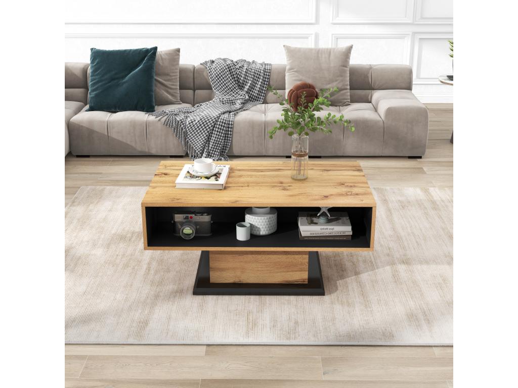 Oak Wood, Coffee Table, 100 X 47 X 60 cm, Black