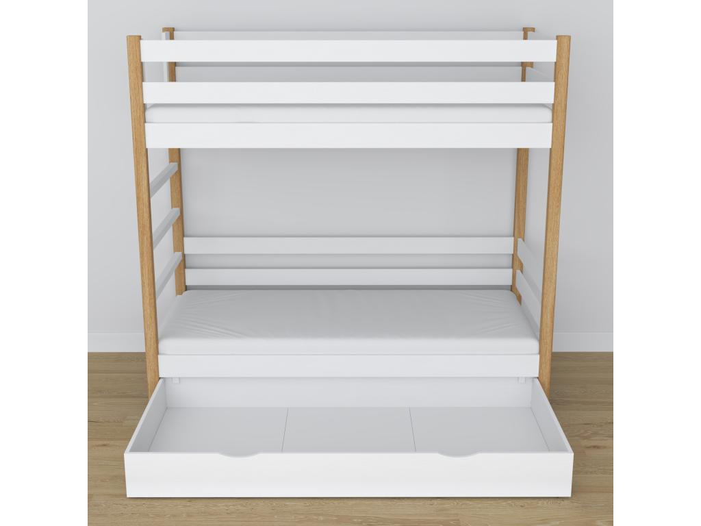 Oak Wood, Bunk Bed, White