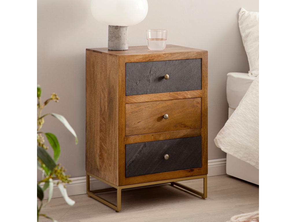 Solid Wood, Nightstand, 40 X 60 X 30 cm, Brown