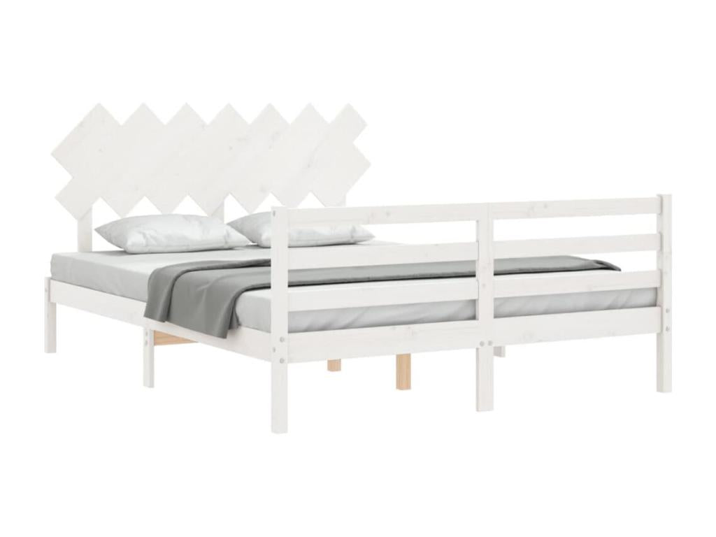 Solid Wood, Bed Frame, 140 X 190 cm, White