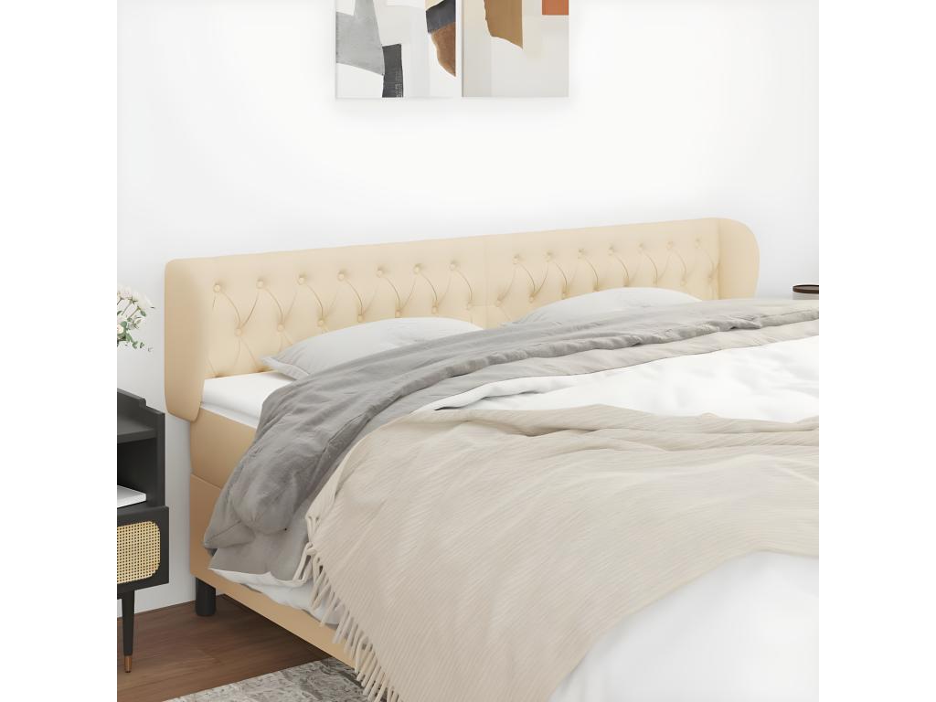 Fabric, Headboard, 203 X 23 X 78/88 cm, Cream