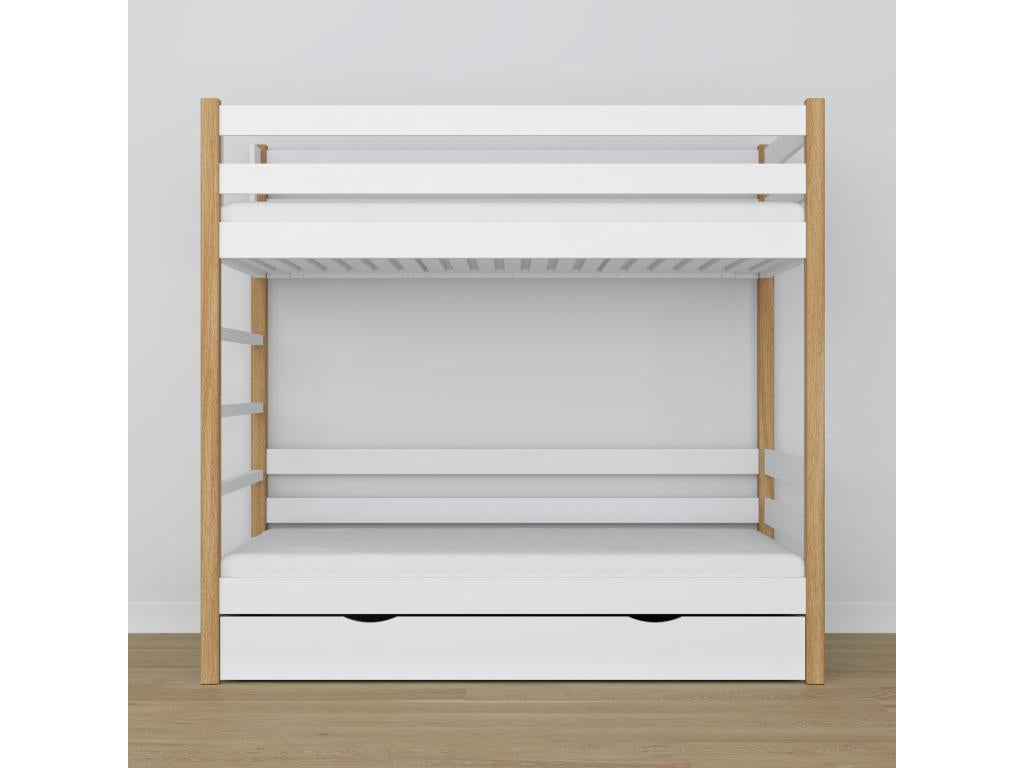 Oak Wood, Bunk Bed, White
