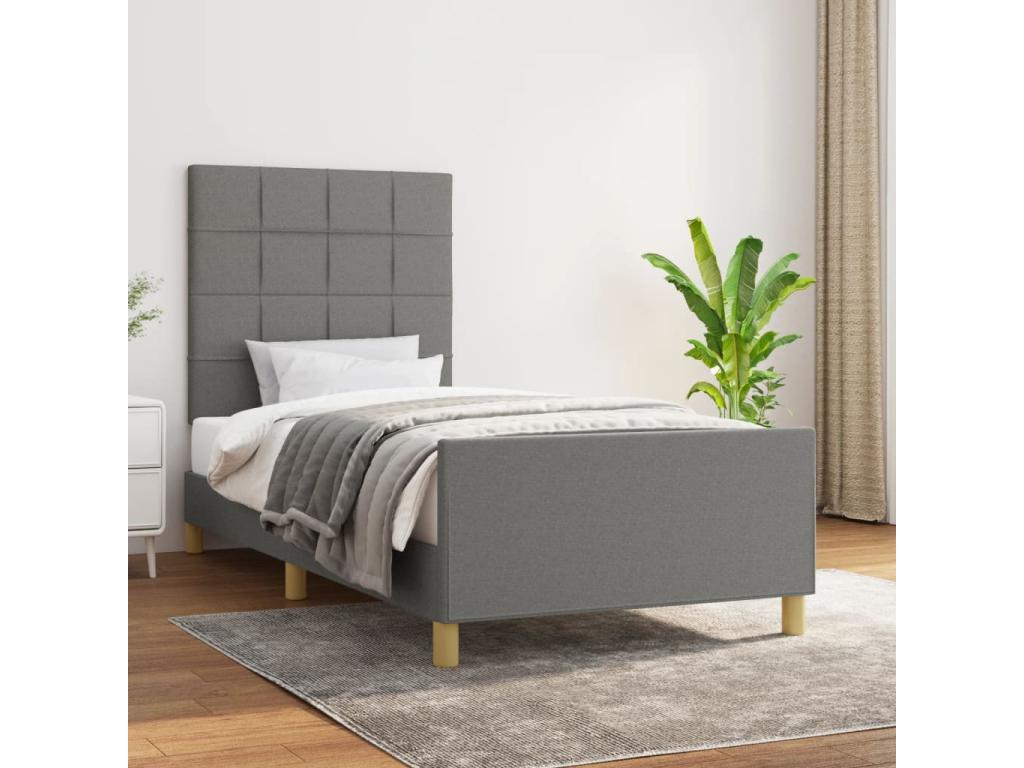 Fabric, Bed Frame, 90 X 200 cm, Gray