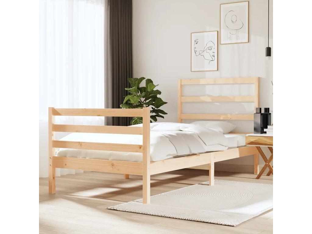 Pine Wood, Bed Frame, 90 X 190 cm, Brown