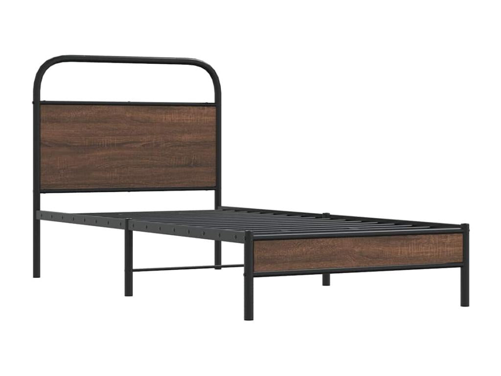 Oak Wood, Bed Frame, 100 X 190 cm, Brown