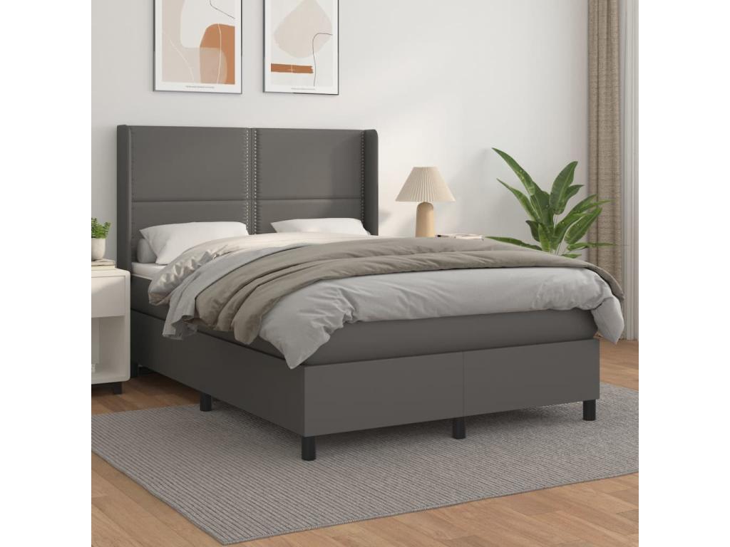 Faux Leather, Bed Base, 140 X 200 cm, Gray