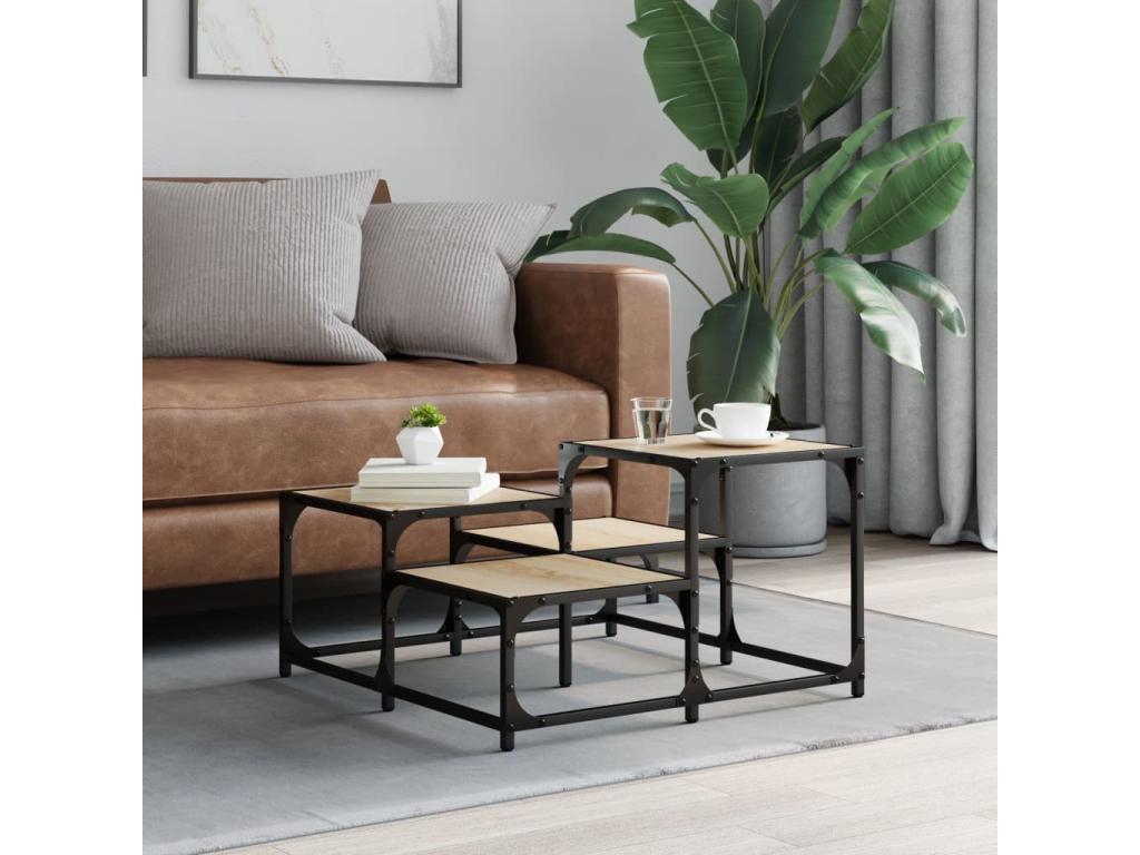 Oak Wood, Coffee Table, 68 X 68 X 40 cm, Brown