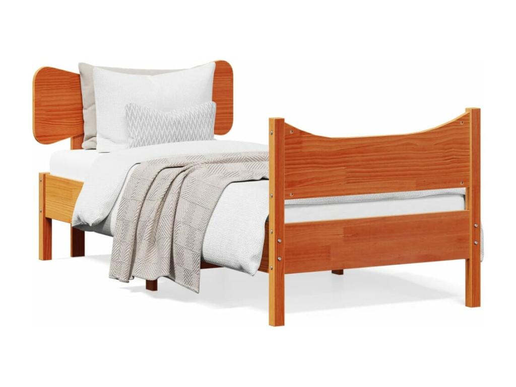 Pine Wood, Bed Frame, 90 X 200 cm, Brown