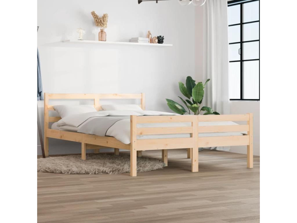 Solid Wood, Bed Frame, 140 X 200 cm, Brown