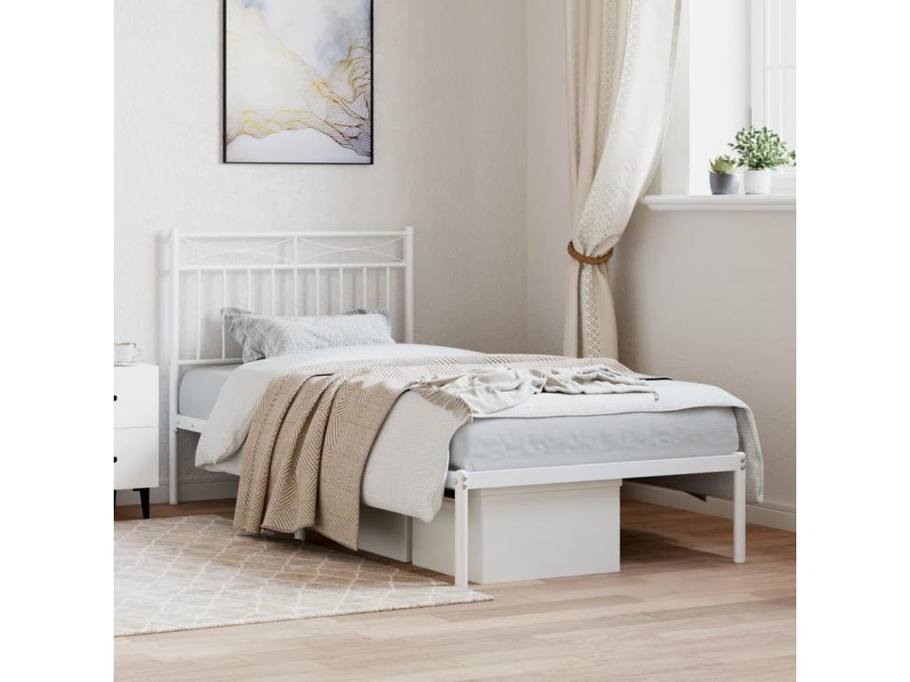 Metal, Bed Frame, 90 X 200 cm, White