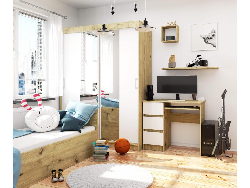 Oak Wood, Shelf Unit, 90 X 50 X 77 cm, White