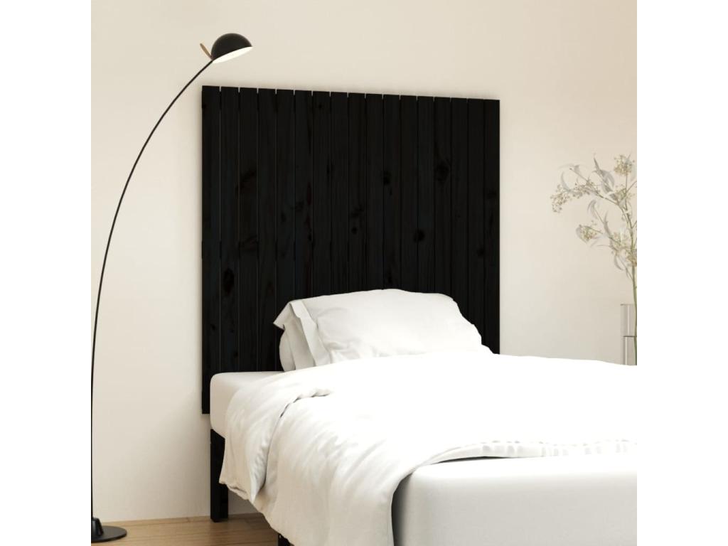 Solid Wood, Headboard, 108 X 3 X 110 cm, Black