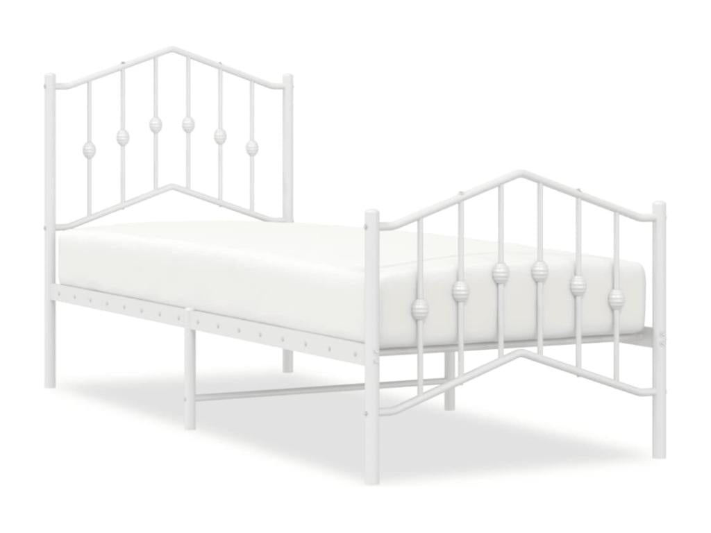 Metal, Bed Frame, 75 X 190 cm, White