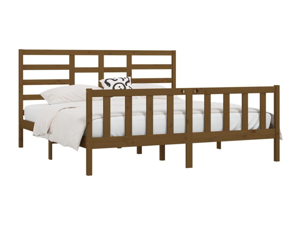 Pine Wood, Bed Frame, 200 X 200 cm, Brown