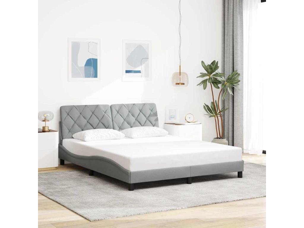 Fabric, Bed Frame, 160 X 200 cm, Gray