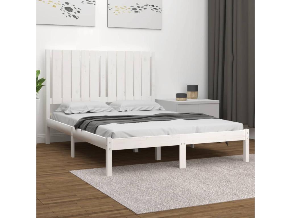 Solid Wood, Bed Frame, 120 X 190 cm, White