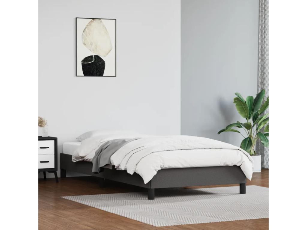 Faux Leather, Bed Frame, 100 X 200 cm, Gray