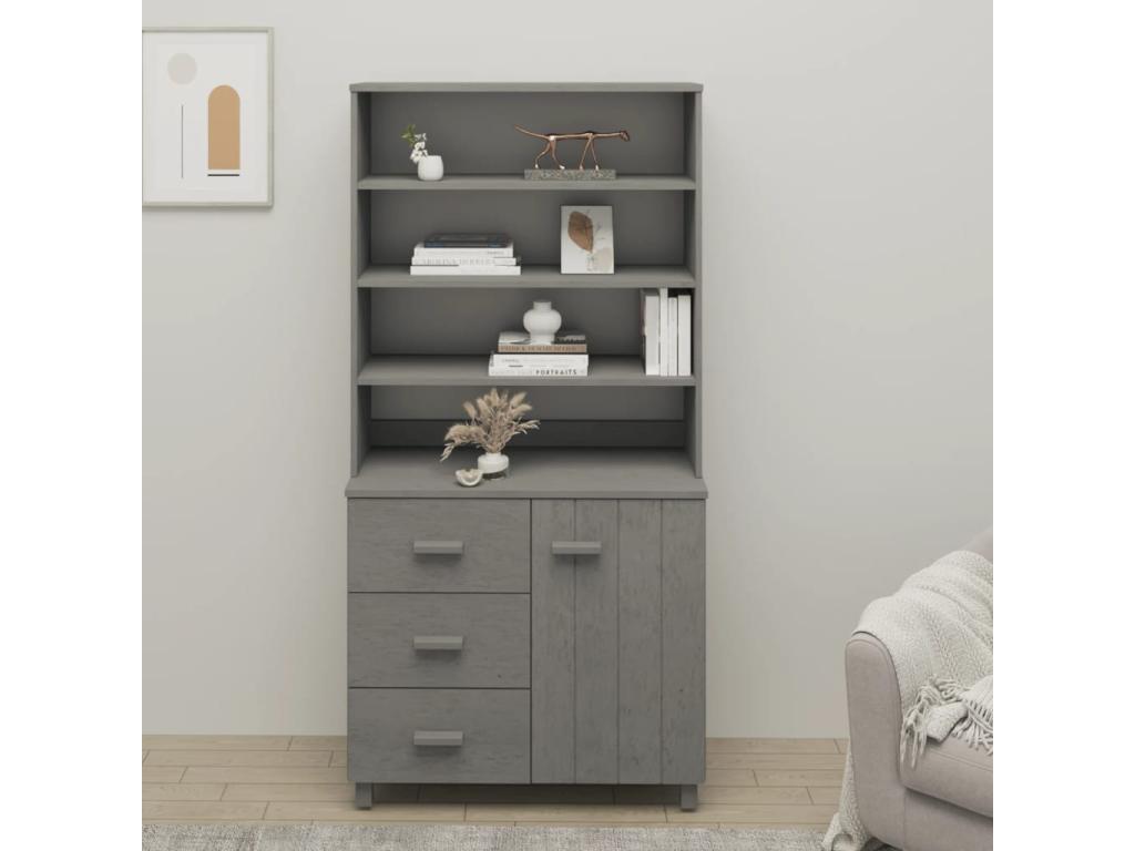 Solid Wood, Sideboard, Gray