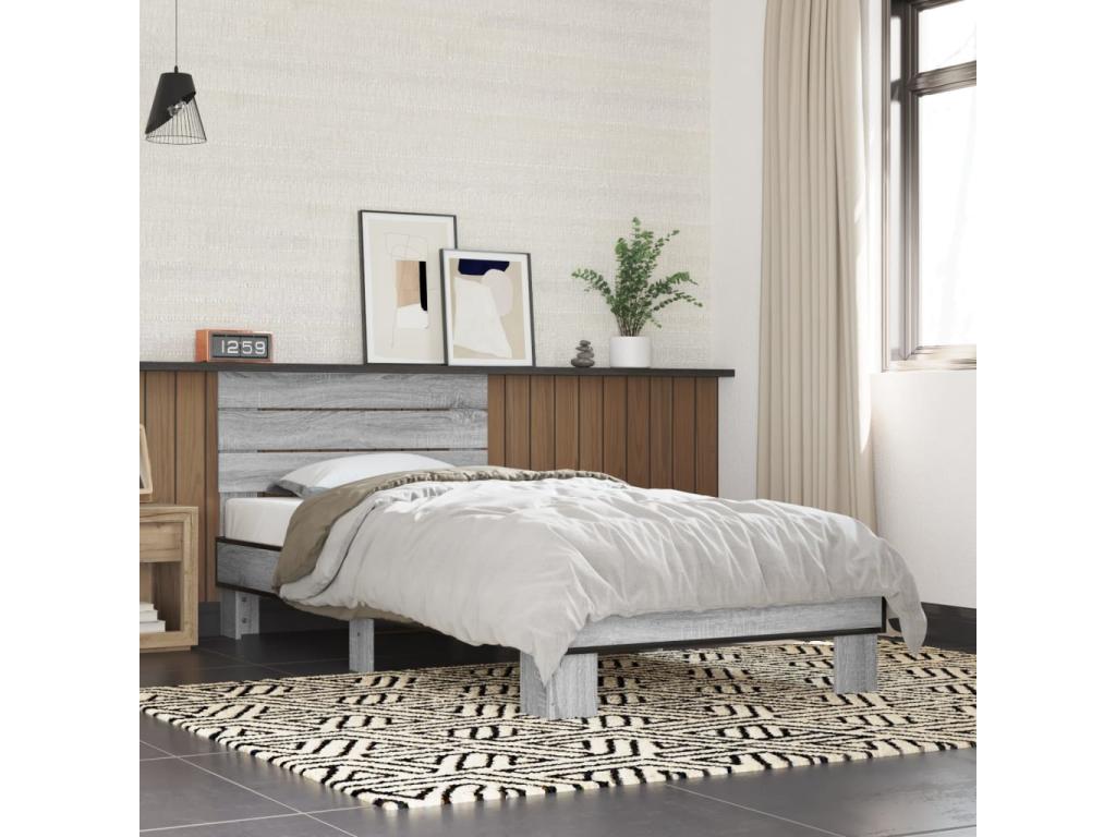 Metal, Bed Frame, Gray