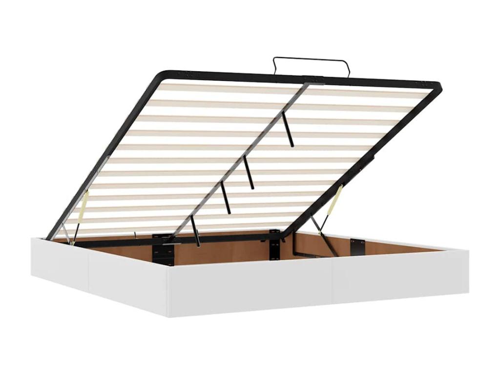 Faux Leather, Bed Frame, 160 X 200 cm, White