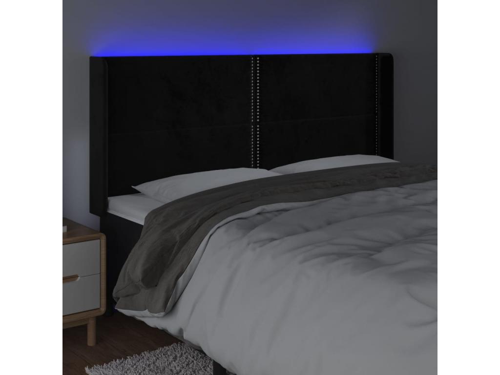 Velvet, Headboard, 203 X 16 X 118/128 cm, Black