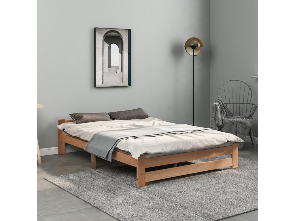 Solid Wood, Bed Base, 200X140 cm, White