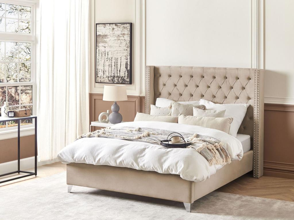 Velvet, Bed Base, 140 X 200 cm, Beige