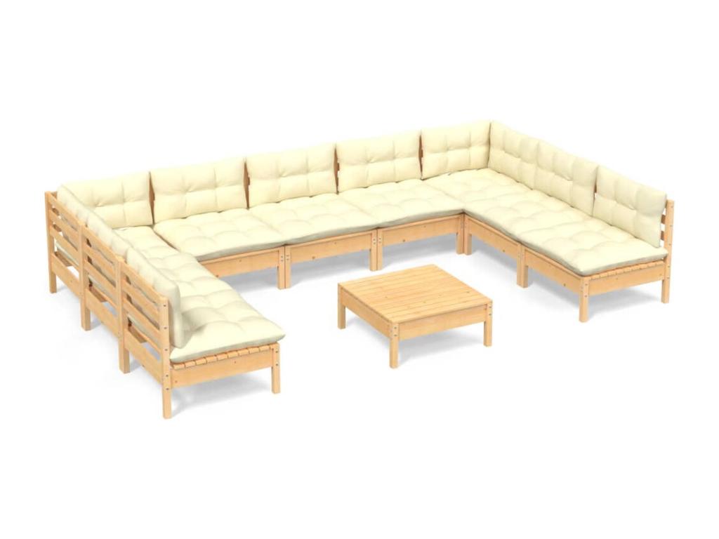 Pine Wood, Outdoor Furniture Set, Cream