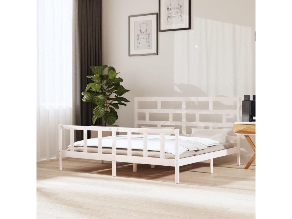 Pine Wood, Bed Frame, 180 X 200 cm, White